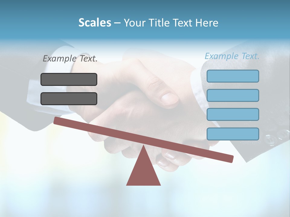 Two People Shaking Hands Over A Blue Background PowerPoint Template