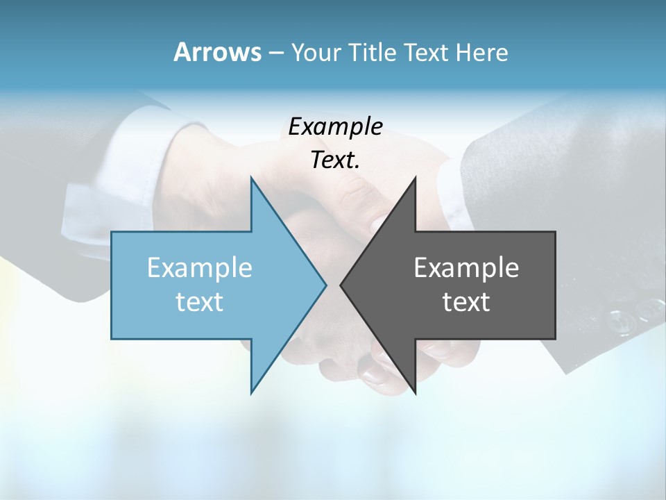 Two People Shaking Hands Over A Blue Background PowerPoint Template