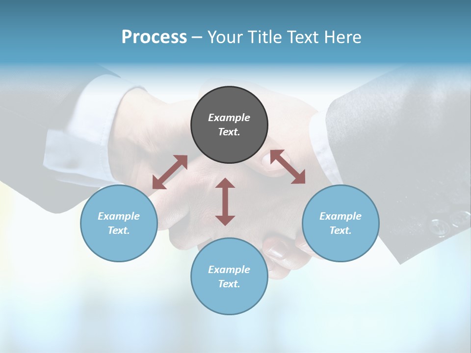 Two People Shaking Hands Over A Blue Background PowerPoint Template