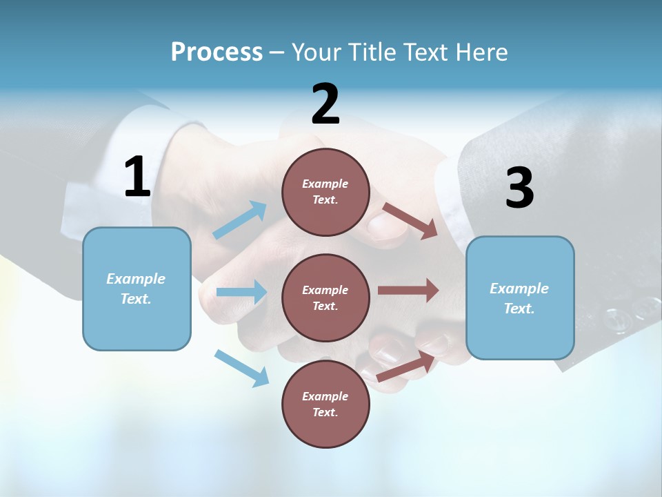 Two People Shaking Hands Over A Blue Background PowerPoint Template