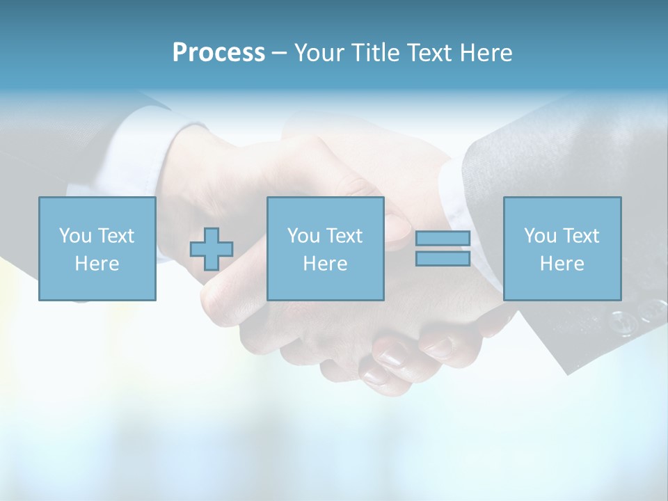 Two People Shaking Hands Over A Blue Background PowerPoint Template