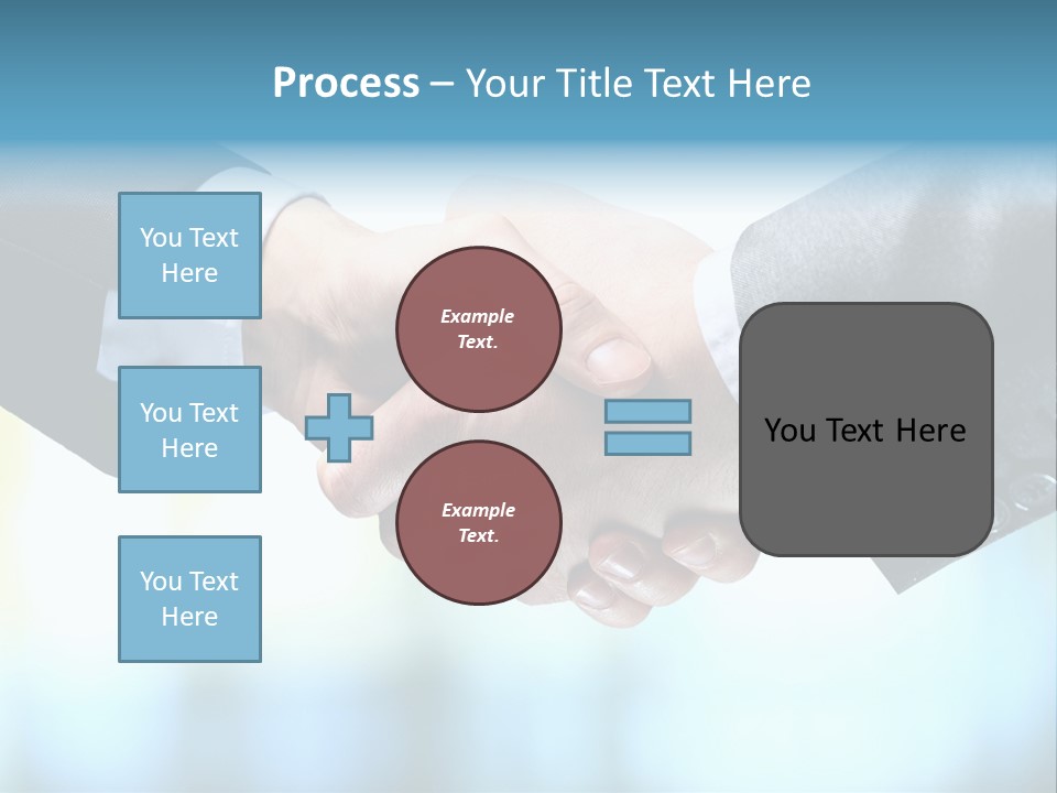 Two People Shaking Hands Over A Blue Background PowerPoint Template