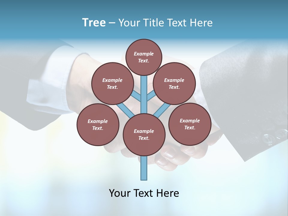 Two People Shaking Hands Over A Blue Background PowerPoint Template