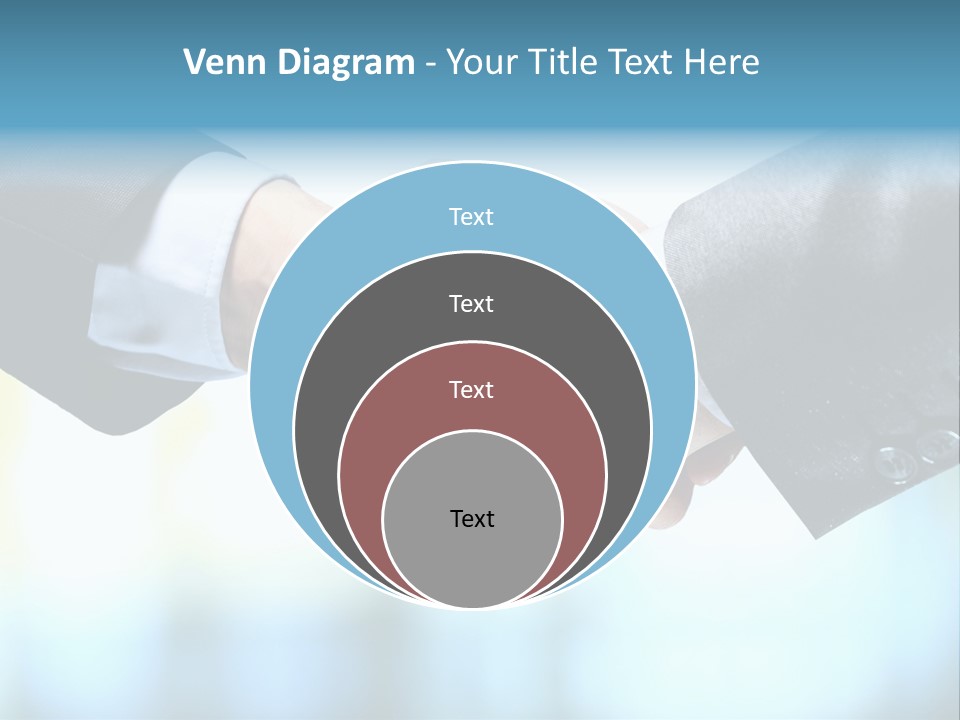 Two People Shaking Hands Over A Blue Background PowerPoint Template