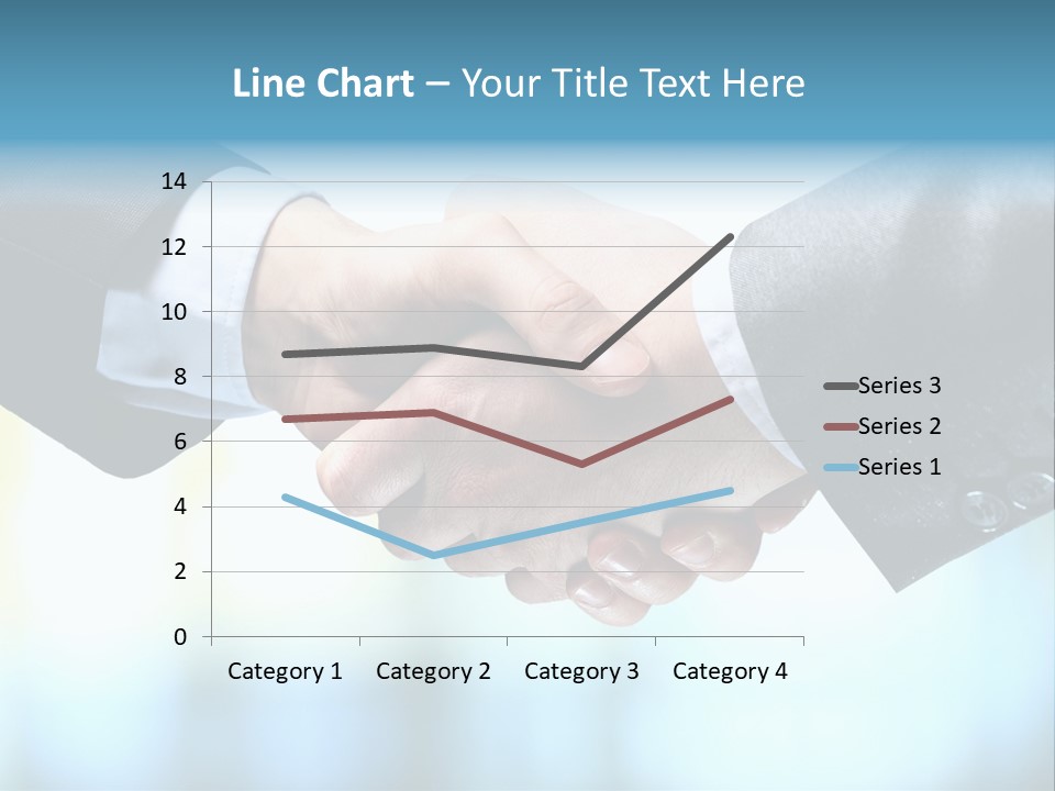 Two People Shaking Hands Over A Blue Background PowerPoint Template