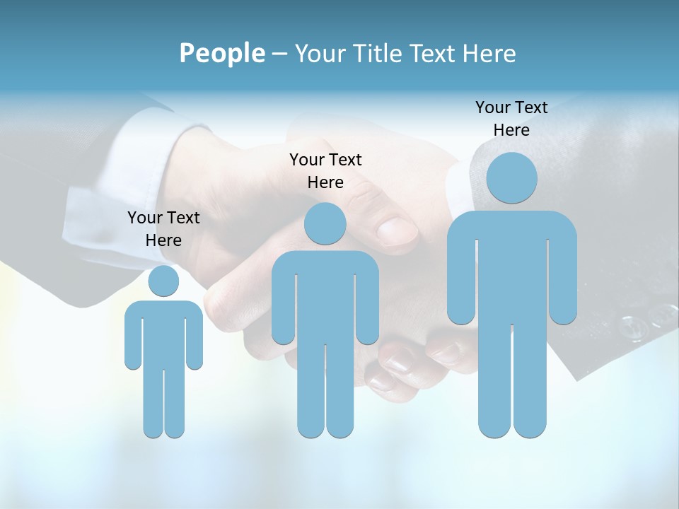 Two People Shaking Hands Over A Blue Background PowerPoint Template