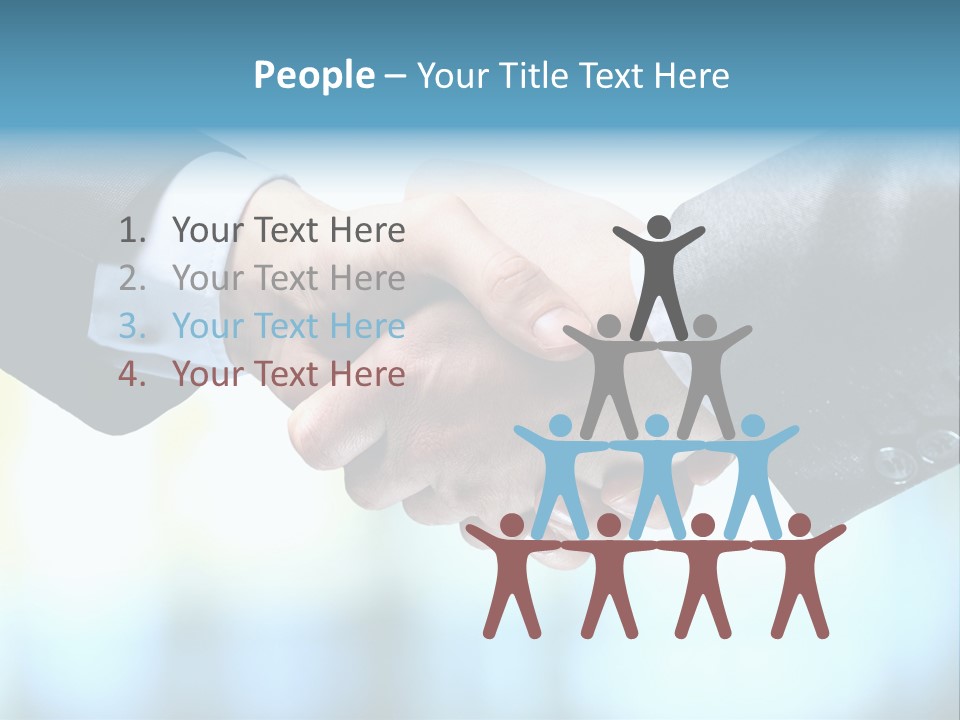 Two People Shaking Hands Over A Blue Background PowerPoint Template