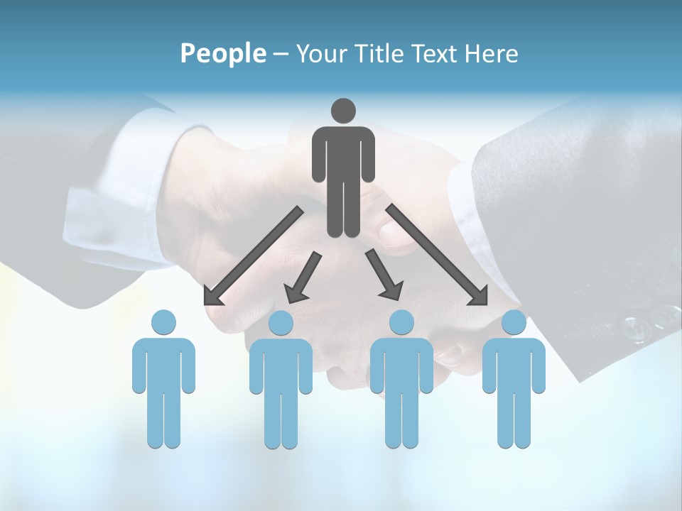 Two People Shaking Hands Over A Blue Background PowerPoint Template