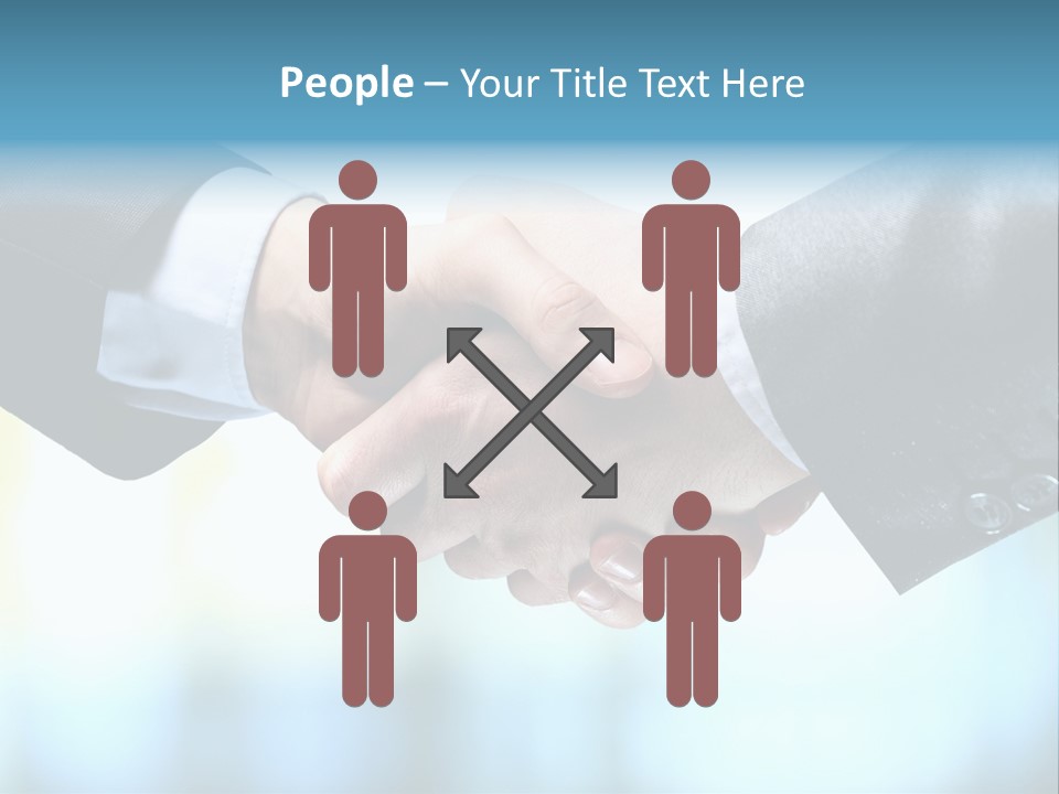 Two People Shaking Hands Over A Blue Background PowerPoint Template