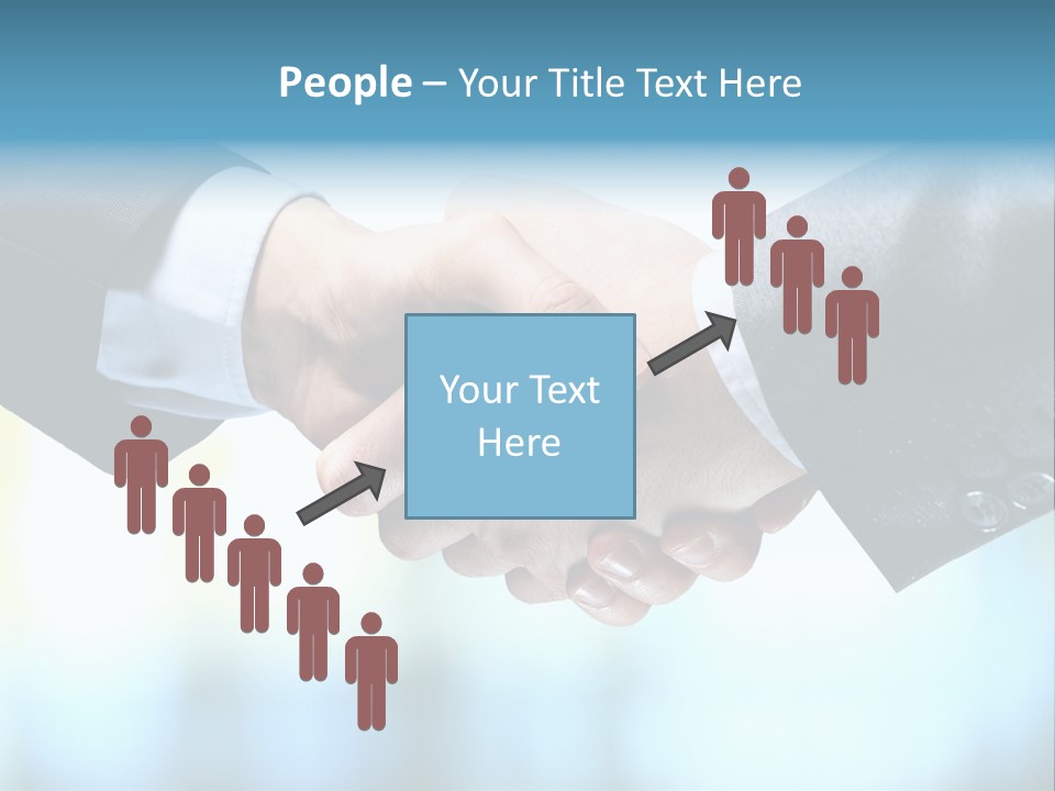 Two People Shaking Hands Over A Blue Background PowerPoint Template