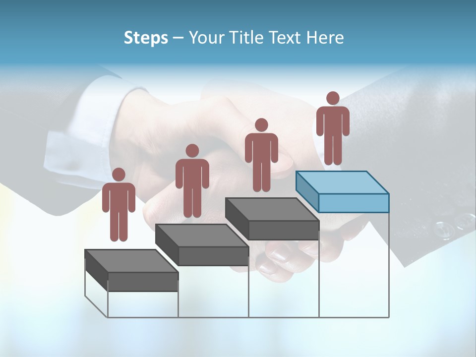 Two People Shaking Hands Over A Blue Background PowerPoint Template