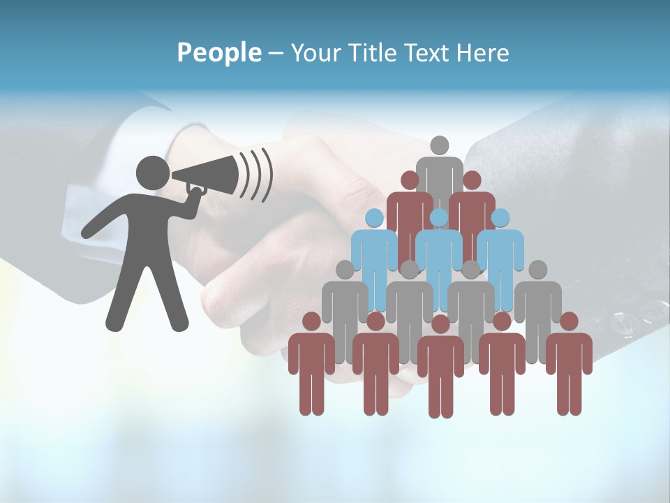 Two People Shaking Hands Over A Blue Background PowerPoint Template