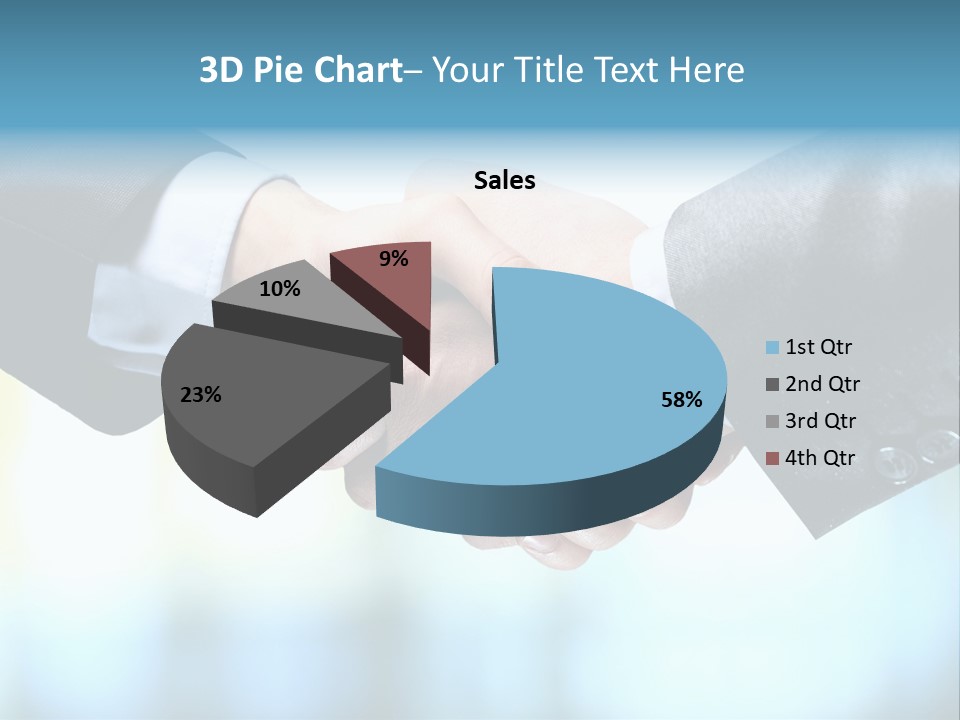 Two People Shaking Hands Over A Blue Background PowerPoint Template