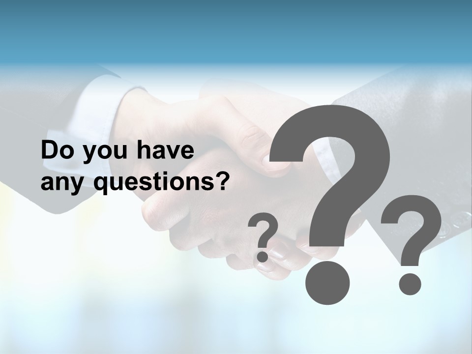 Two People Shaking Hands Over A Blue Background PowerPoint Template