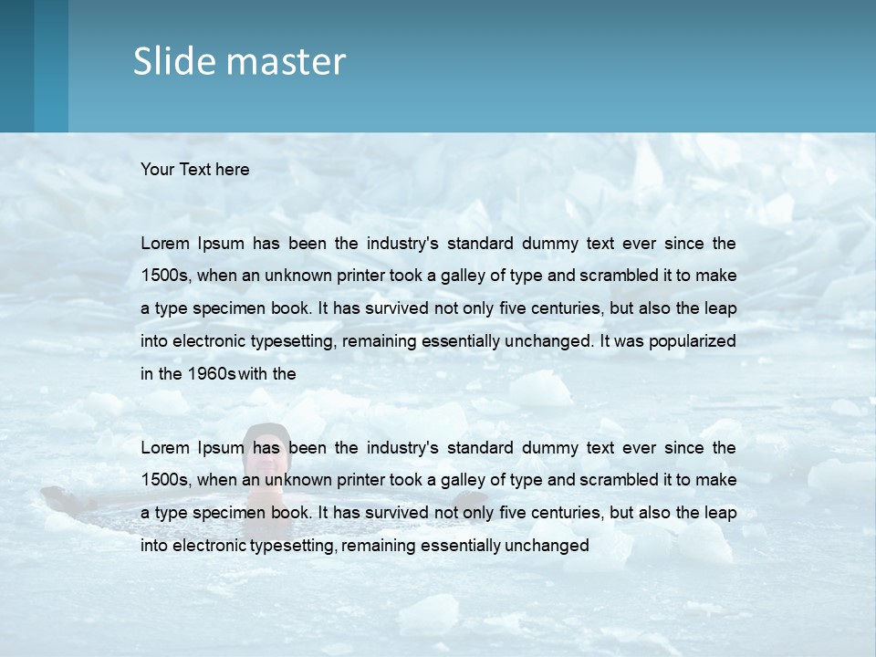 A Man Swimming In A Body Of Water Surrounded By Ice PowerPoint Template