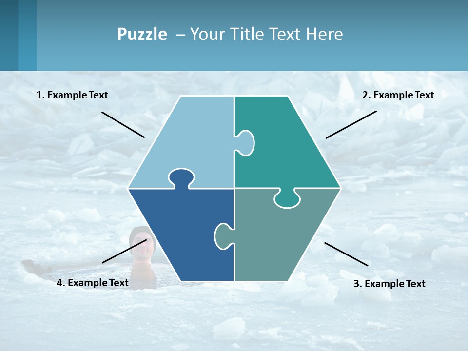 A Man Swimming In A Body Of Water Surrounded By Ice PowerPoint Template