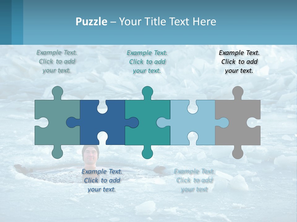 A Man Swimming In A Body Of Water Surrounded By Ice PowerPoint Template