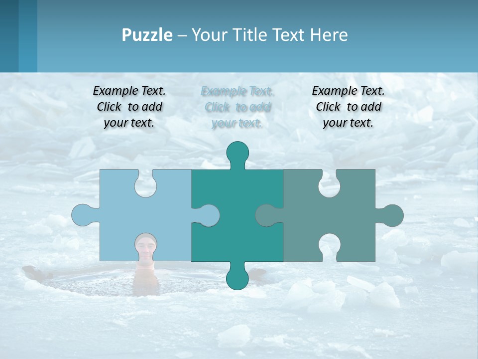A Man Swimming In A Body Of Water Surrounded By Ice PowerPoint Template