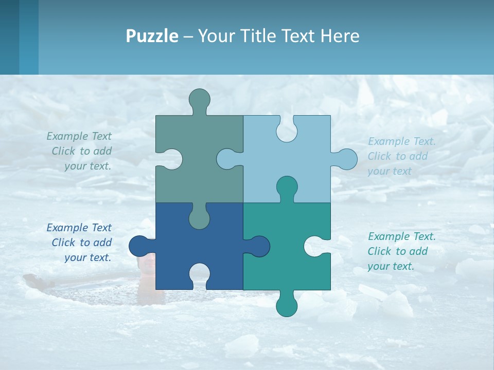 A Man Swimming In A Body Of Water Surrounded By Ice PowerPoint Template