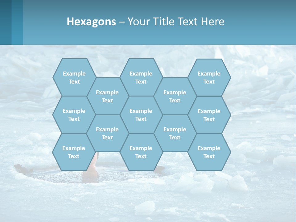 A Man Swimming In A Body Of Water Surrounded By Ice PowerPoint Template