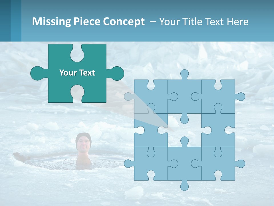A Man Swimming In A Body Of Water Surrounded By Ice PowerPoint Template