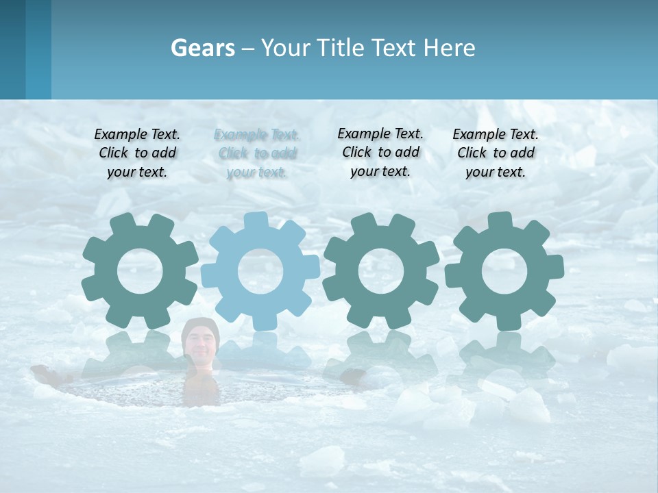 A Man Swimming In A Body Of Water Surrounded By Ice PowerPoint Template