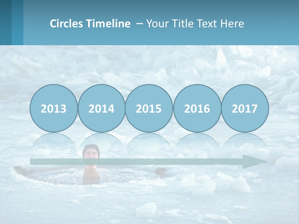 A Man Swimming In A Body Of Water Surrounded By Ice PowerPoint Template