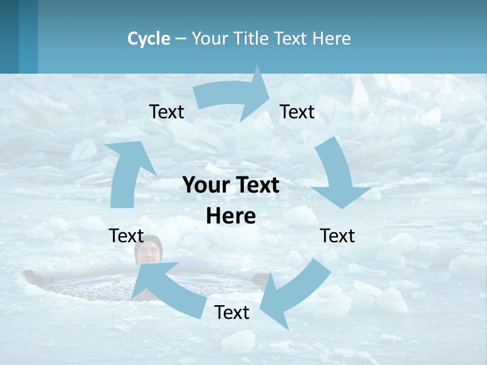 A Man Swimming In A Body Of Water Surrounded By Ice PowerPoint Template