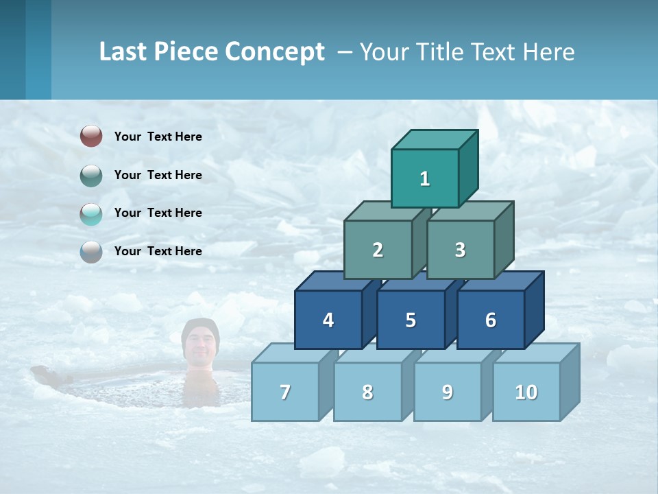 A Man Swimming In A Body Of Water Surrounded By Ice PowerPoint Template