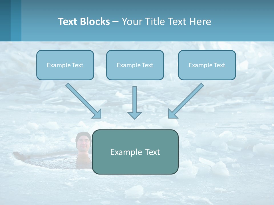 A Man Swimming In A Body Of Water Surrounded By Ice PowerPoint Template