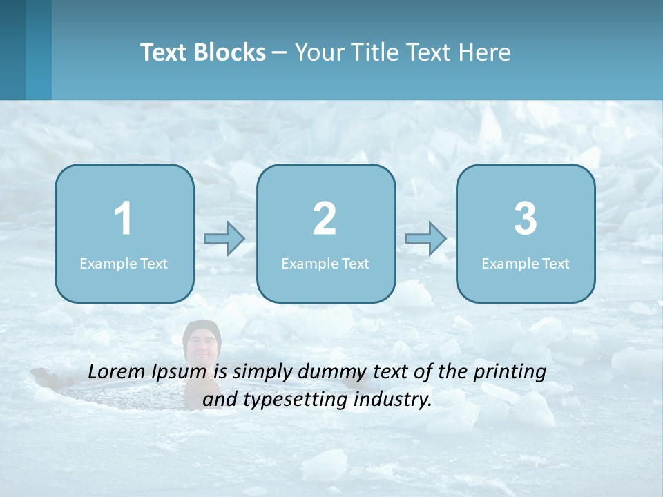 A Man Swimming In A Body Of Water Surrounded By Ice PowerPoint Template