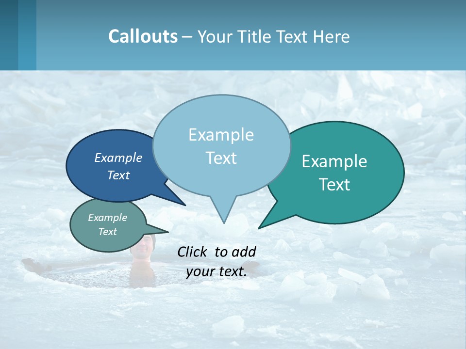 A Man Swimming In A Body Of Water Surrounded By Ice PowerPoint Template