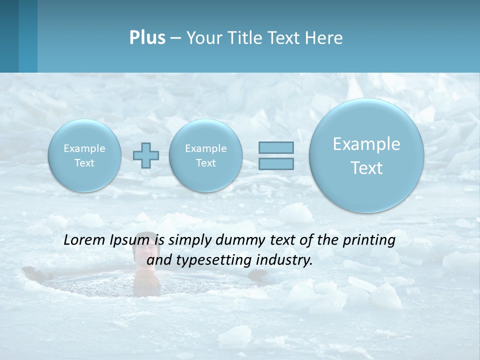 A Man Swimming In A Body Of Water Surrounded By Ice PowerPoint Template