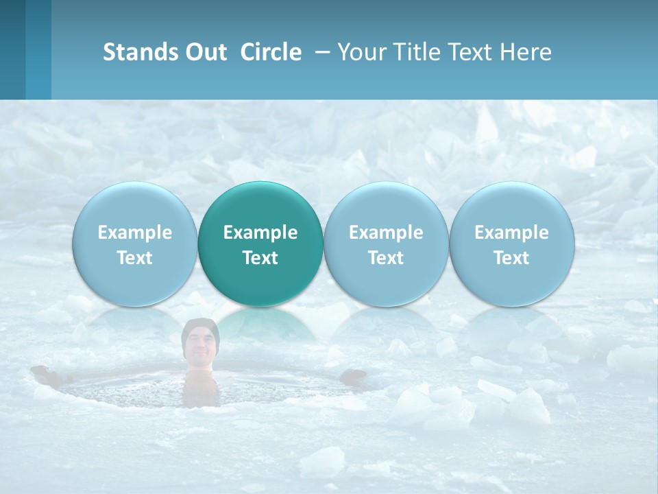 A Man Swimming In A Body Of Water Surrounded By Ice PowerPoint Template