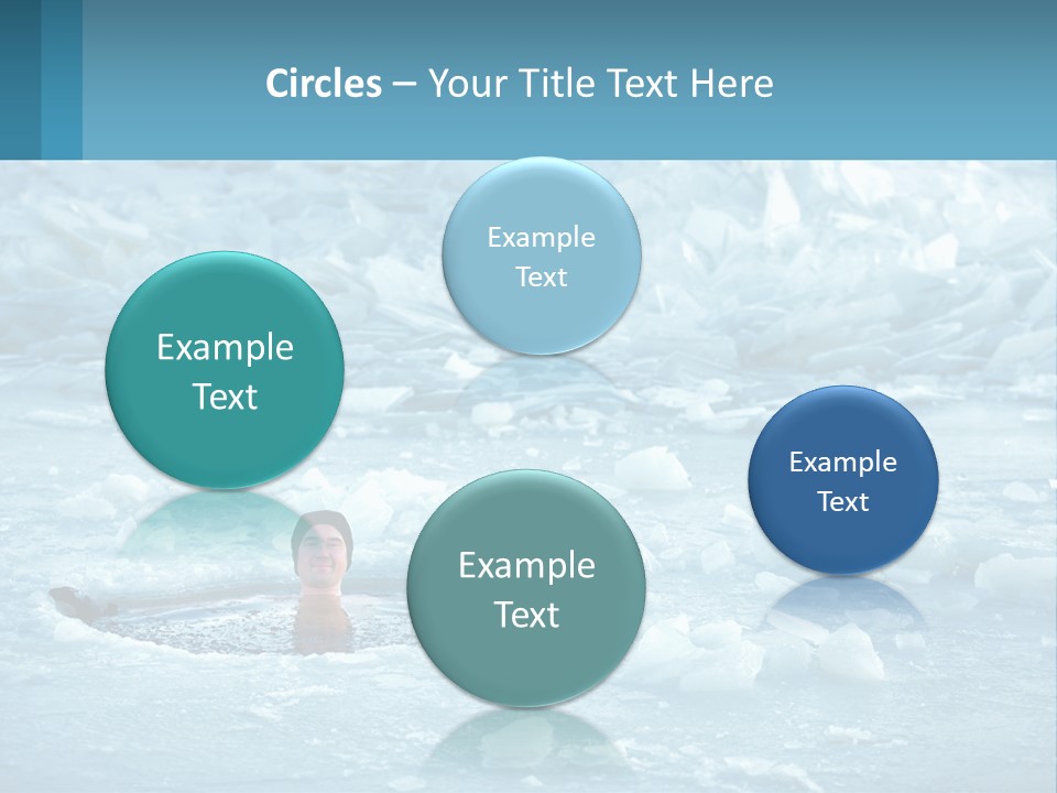 A Man Swimming In A Body Of Water Surrounded By Ice PowerPoint Template