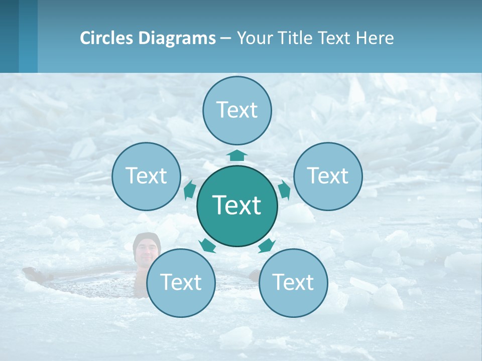 A Man Swimming In A Body Of Water Surrounded By Ice PowerPoint Template