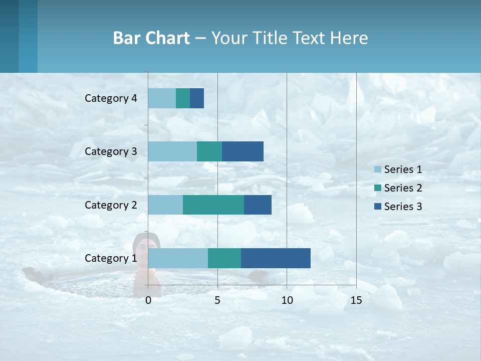 A Man Swimming In A Body Of Water Surrounded By Ice PowerPoint Template