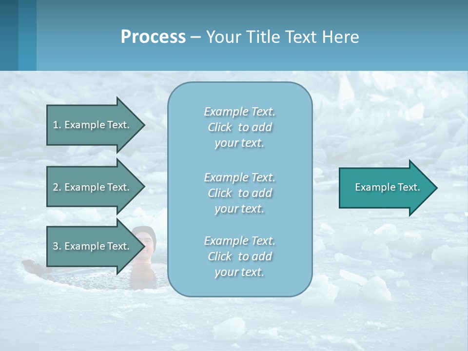 A Man Swimming In A Body Of Water Surrounded By Ice PowerPoint Template
