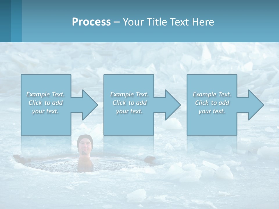 A Man Swimming In A Body Of Water Surrounded By Ice PowerPoint Template