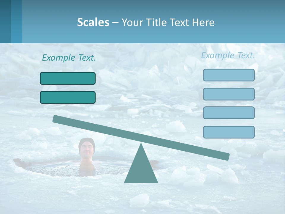 A Man Swimming In A Body Of Water Surrounded By Ice PowerPoint Template