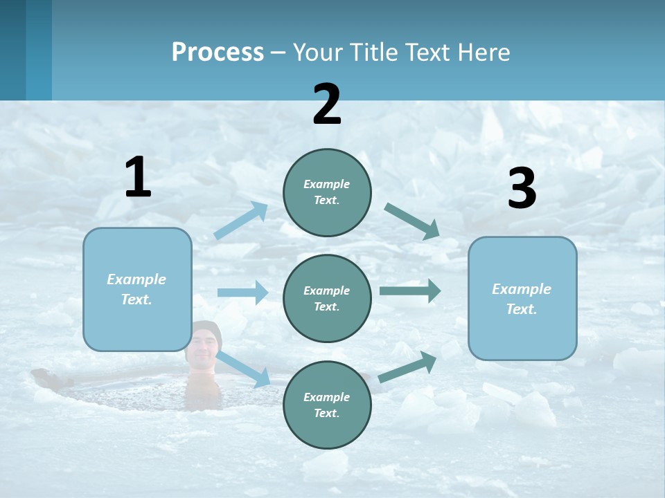 A Man Swimming In A Body Of Water Surrounded By Ice PowerPoint Template