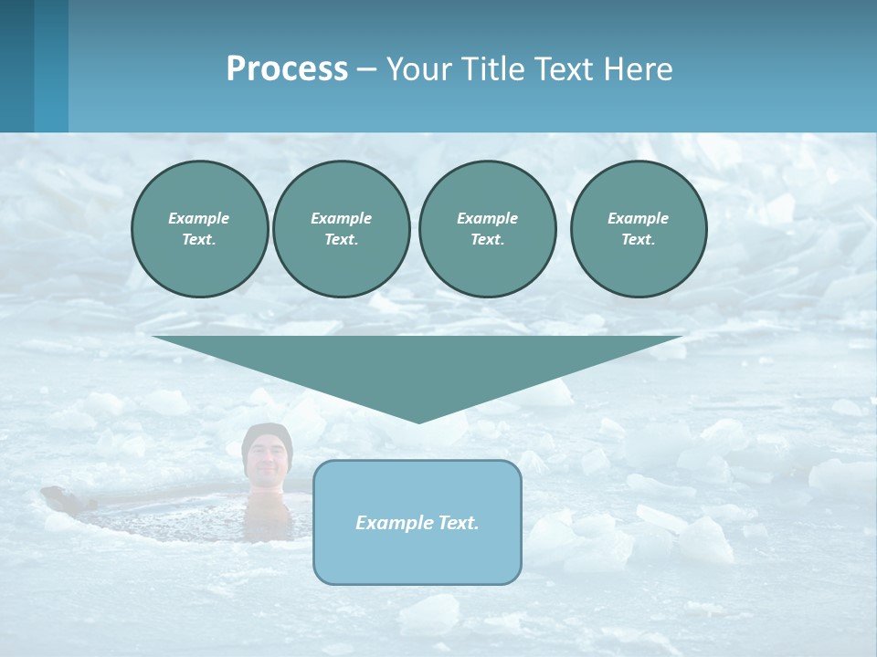 A Man Swimming In A Body Of Water Surrounded By Ice PowerPoint Template