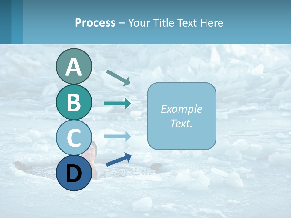 A Man Swimming In A Body Of Water Surrounded By Ice PowerPoint Template