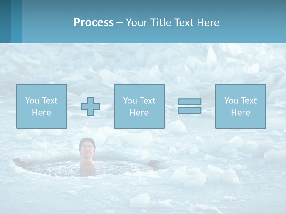 A Man Swimming In A Body Of Water Surrounded By Ice PowerPoint Template