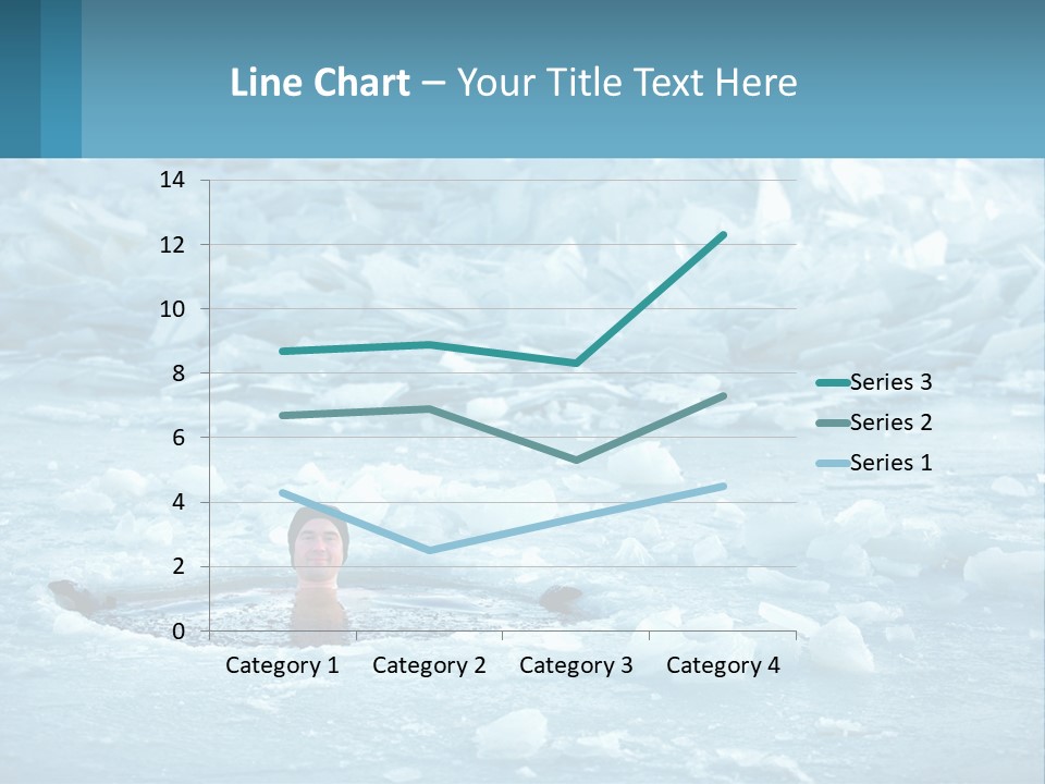 A Man Swimming In A Body Of Water Surrounded By Ice PowerPoint Template