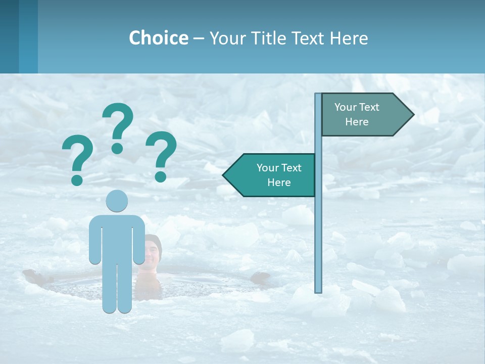 A Man Swimming In A Body Of Water Surrounded By Ice PowerPoint Template
