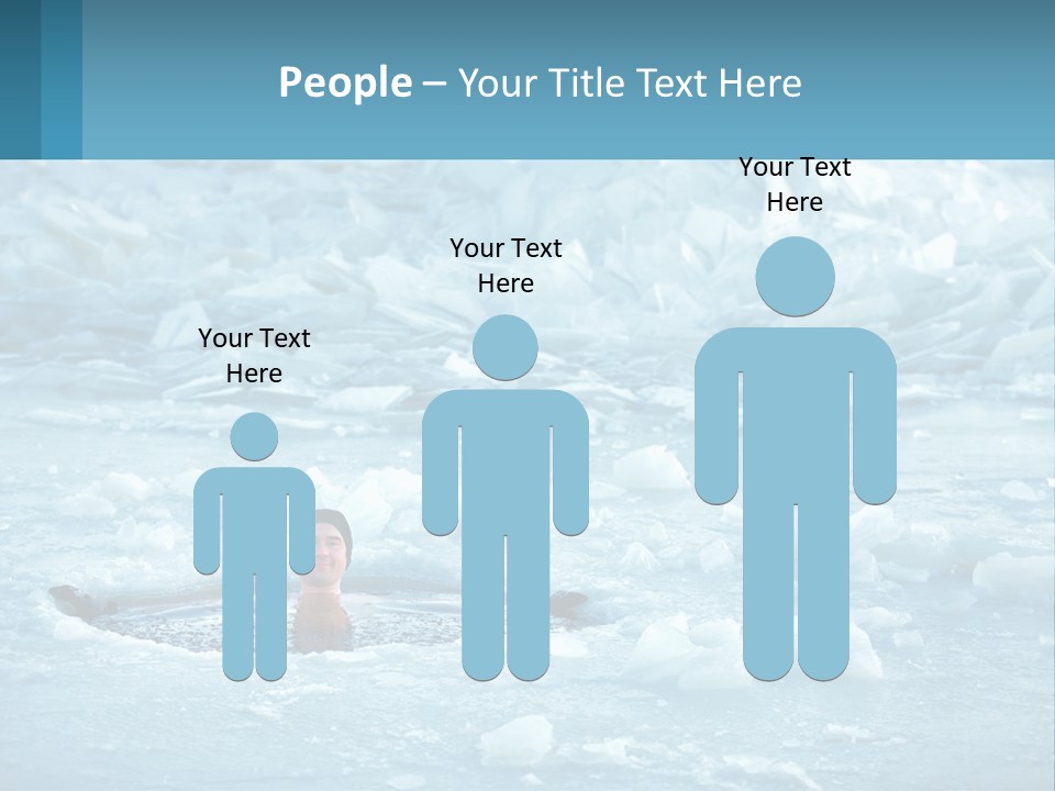 A Man Swimming In A Body Of Water Surrounded By Ice PowerPoint Template