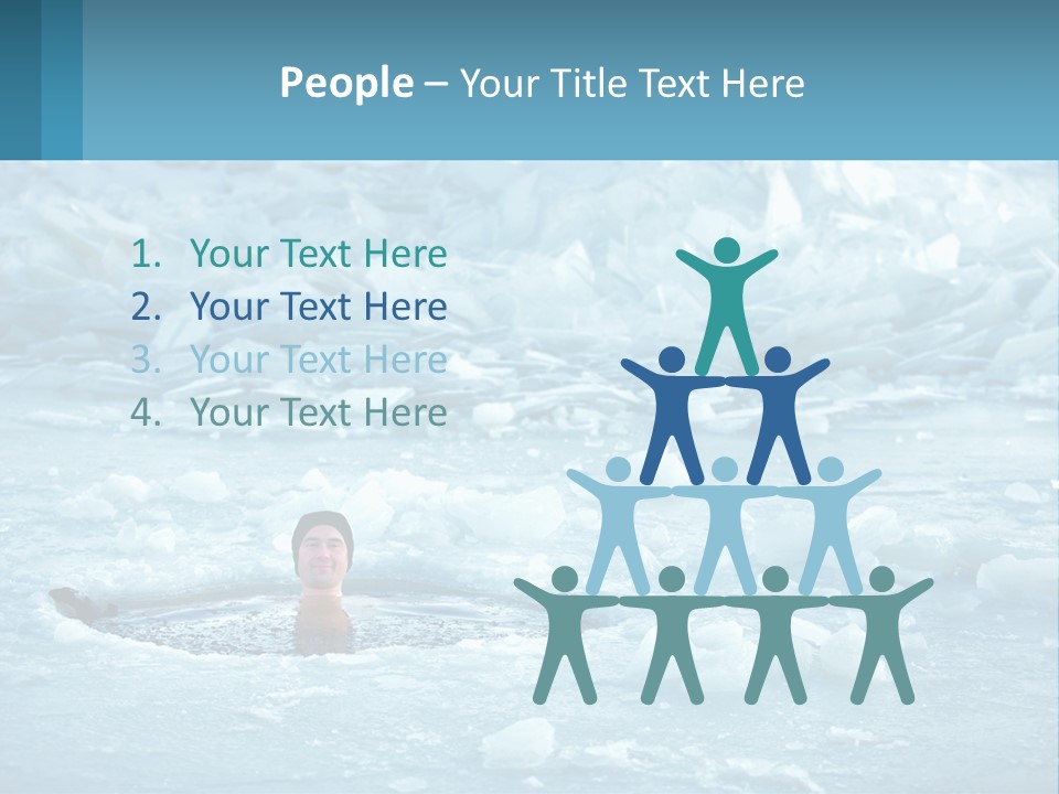 A Man Swimming In A Body Of Water Surrounded By Ice PowerPoint Template