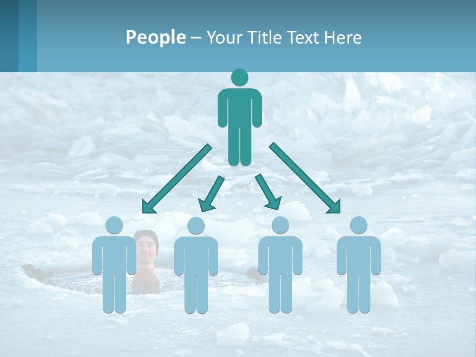 A Man Swimming In A Body Of Water Surrounded By Ice PowerPoint Template