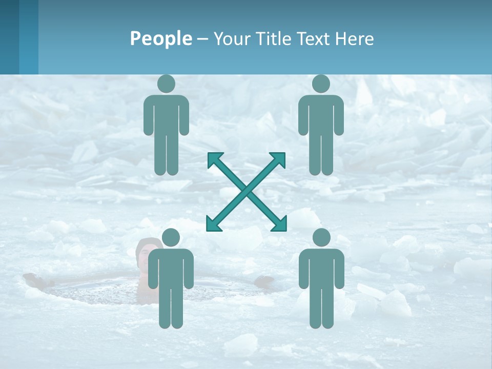 A Man Swimming In A Body Of Water Surrounded By Ice PowerPoint Template